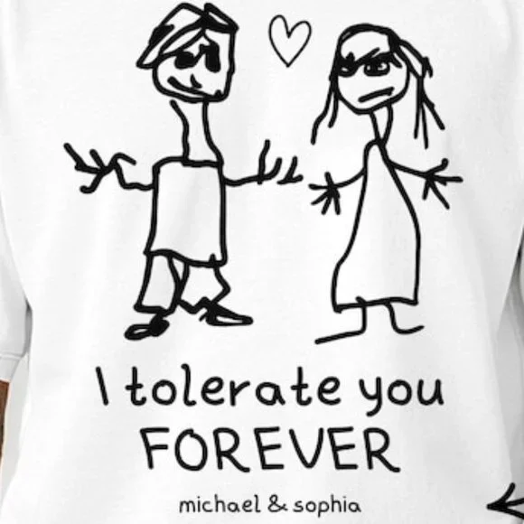 Funny Valentines Shirt, Valentine Drawn Tee, Sarcastic Couples Shirt - Picture 2 of 3